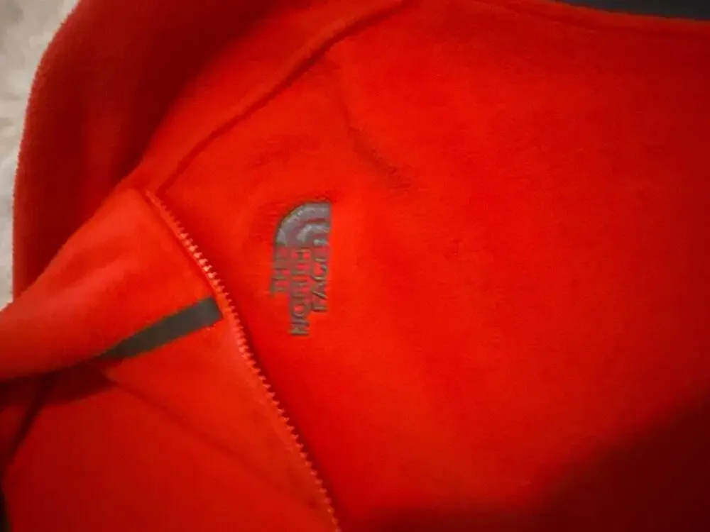 The North Face TKA 100 Glacier Full Zip Fleece Jacket Orange Grey Men's Size Med
